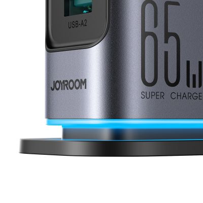 6. Ładowarka Joyroom JR-TCM02 wieloportowa GaN 65W EU 4x USB-C 2x USB-A - ciemnoszara