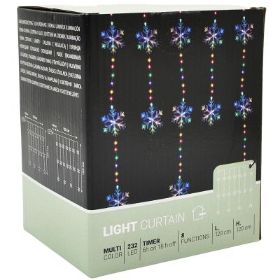 11. LAMPKI CHOINKOWE KURTYNA ŚWIETLNA 120x120 CM 232LED MULTIKOLOR PŁATKI ŚNIEGU