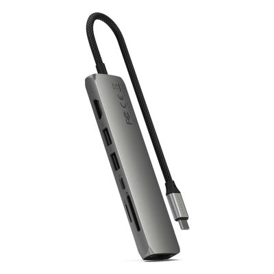 4. Wieloportowa przejściówka Satechi 7-w-1 USB-C Slim z Ethernetem - gwiezdna szarość