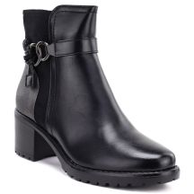 Botki damskie ocieplane na klocku czarne Potocki SZ12873