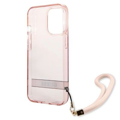 7. Etui Guess Translucent Stap na iPhone 13 Pro Max - różowe