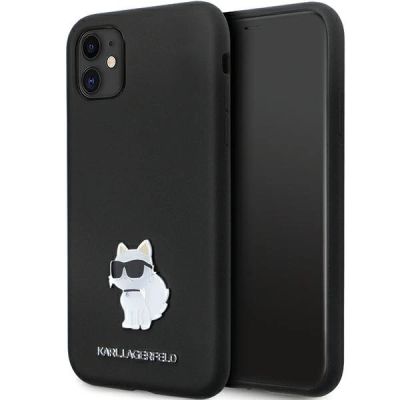 Etui Karl Lagerfeld Silicone Choupette Metal Pin na iPhone 11 / Xr - czarne