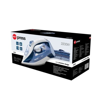 11. ELDOM ŻELAZKO PAROWE DA36 PRESS 2200W CERAMICZNA STOPA, ANTI-DRIP, SAMOOCZYSZCZANE STOPY,WYŻUT PARY 20G/MIN. UDERZENIE PARY,