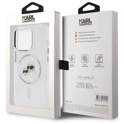8. Etui Karl Lagerfeld IML Metal Karl & Choupette Head MagSafe na iPhone 14 Pro Max - białe