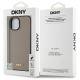 8. Etui DKNY Grained Metal Logo MagSafe na iPhone 15 - beżowe