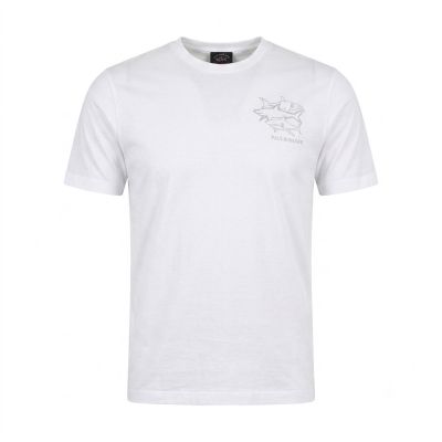 5. Paul&Shark T-shirt bawełniany męski biały 26411035-10 - klasyczny krój, logo