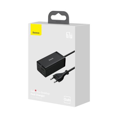 7. Ładowarka sieciowa GaN5 Baseus CCGP110201 67W HUB HDMI 2x USB-C / USB-A / HDMI 4K 30Hz 1,5m - czarna + kabel USB-C - USB-C 100W 1m
