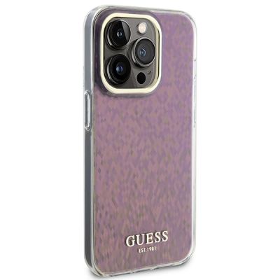 4. Etui Guess IML Faceted Mirror Disco Iridescent do iPhone 15 Pro - różowe