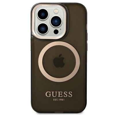 3. Etui Guess Gold Outline Translucent MagSafe na iPhone 14 Pro - czarne