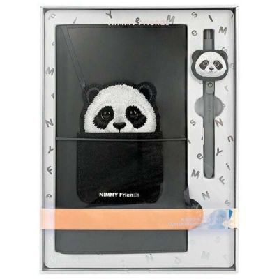 Zestaw Nimmy Big Eyed Pet 2.0 Panda 2w1 notatnik + długopis - czarny