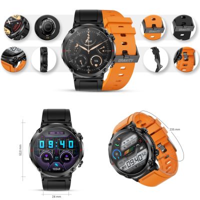 10. Smartwatch Gravity GT21-2 + Pomarańczowy Pasek Silikonowy