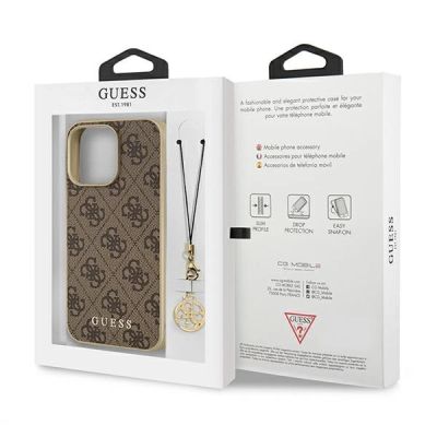 8. Etui Guess 4G Charms Collection na iPhone 13 Pro / iPhone 13 - brązowe