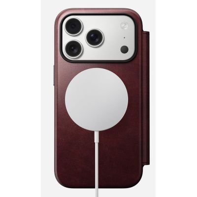 3. NOMAD Modern Leather Folio - skórzane etui do iPhone 17 Pro kompatybilne z MagSafe, skóra Horween (burgundy)