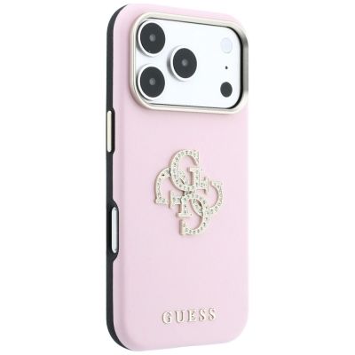4. Etui Guess Smooth & Big Strass Logo na iPhone 18 Pro / 17 Pro - różowe