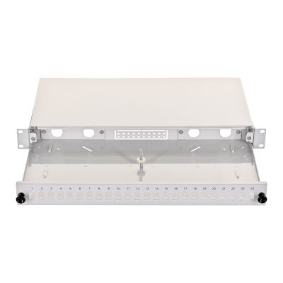 2. Alantec Przełącznica światłowodowa 24xSC simplex / 24xLC duplex 19" 1U z płytą czołową oraz akcesoriami montażowymi (dławiki, opaski), wysuwalna (FOP-1U-24SCS-S)