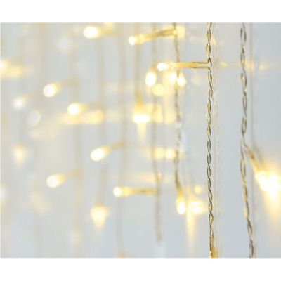 17. LAMPKI CHOINKOWE KURTYNA ŚWIETLNA ZEW 360 LED STEROWNIK TIMER CIEPŁY BIAŁY KABEL TRANSPARENTNY
