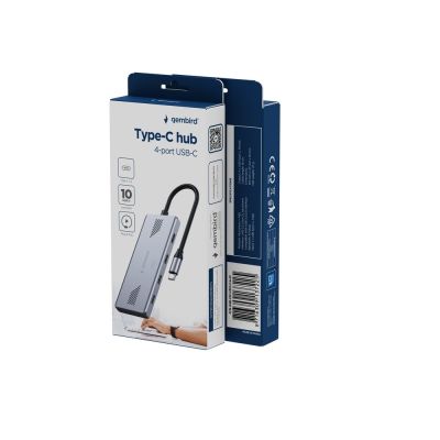 4. GEMBIRD 4-PORTOWY HUB USB-C 3.2 (GEN 2) TYPU C SZARY