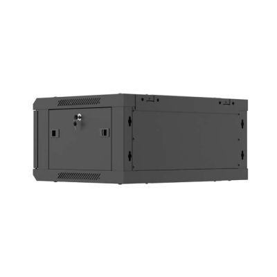 13. LANBERG SZAFA INSTALACYJNA RACK WISZĄCA 19" 4U 600X450 CZARNA DRZWI METALOWE (FLAT PACK)