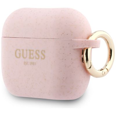 3. Etui Guess Silicone Glitter Ring na AirPods Pro 3 - różowe