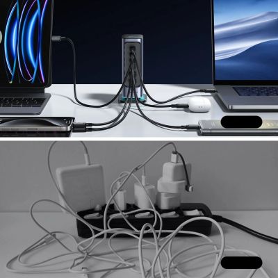 10. Ładowarka Joyroom JR-TCM02 GaN 65W stacja ładująca 4xUSB-C 2xUSB-A wtyczka UK - szara
