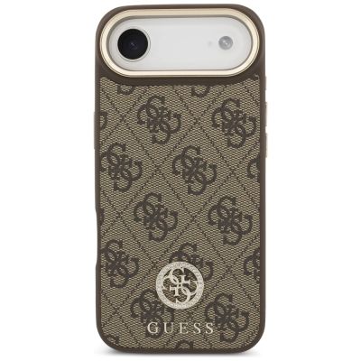 3. Etui Guess 4G Strass Logo & Big Strap Metal Buttons MagSafe na iPhone Air - brązowe