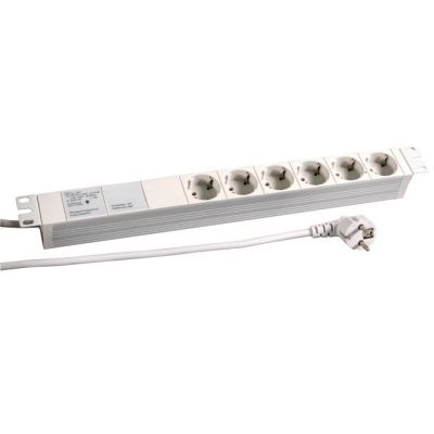 2. EFB 19" 1HE Steckdosenleiste 6 x CEE 7/3 , mit GerĂ¤tevollsch