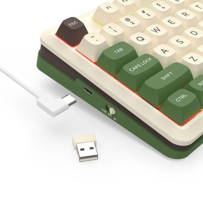 8. REDRAGON K681CGC-RGB-PRO Cyrus klawiatura USB + RF Wireless + Bluetooth Biały, Zielony