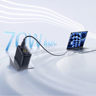 7. Ładowarka sieciowa Baseus EnerFill FE22 70W 2 x USB-C + USB-A - czarna