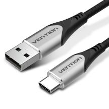 Kabel USB-A do USB-C Vention w oplocie 3A 480Mbps 2m szary