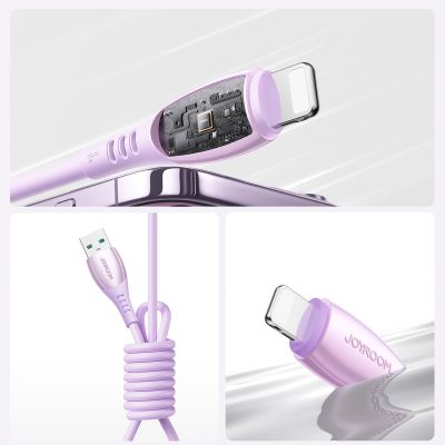 12. Kabel Joyroom S-A59 Vibrant Series 3A USB-A - Lightning 1,2m - fioletowy