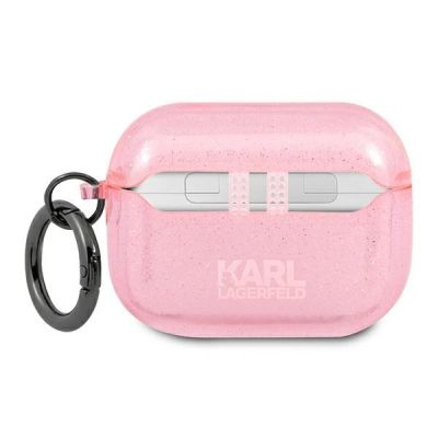2. Etui Karl Lagerfeld Glitter Karl's Head na AirPods Pro - różowe