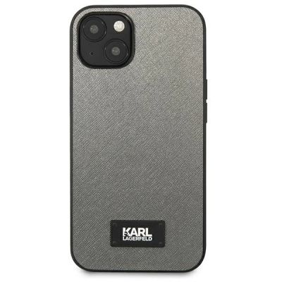 3. Etui Karl Lagerfeld Saffiano Plaque na iPhone 13 mini - srebrne