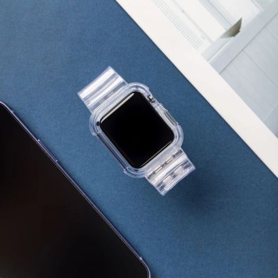 8. Silikonowa opaska pasek bransoleta bransoletka etui Strap Light Setdo zegarka Apple Watch 44 mm- żółta