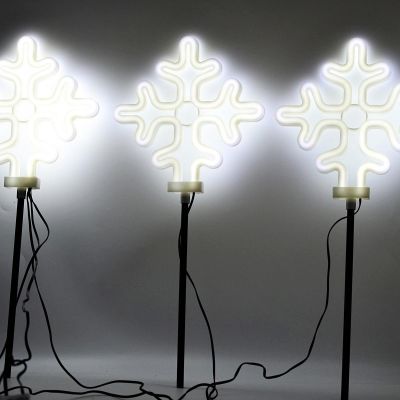 4. LAMPKI DEKORACYJNE ZEW ŚCIEŻKA STICK 3SZT PŁATEK ŚNIEGU NEON