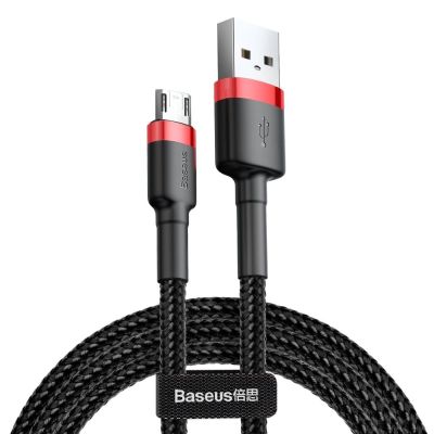 5. Baseus Cafule Cable wytrzymały nylonowy kabel przewód USB / micro USB 2A 3M czarno-czerwony (CAMKLF-H91)