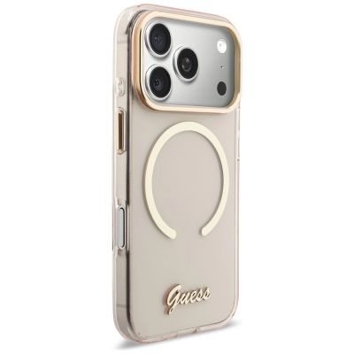 4. Etui Guess IML Script Metal MagSafe do iPhone 17 Pro Max - różowe