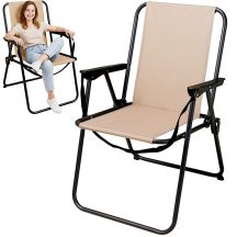 KRZESŁO TURYSTYCZNE Z PODŁOKIETNIKAMI SKŁADANE BEŻOWY REDCLIFFS