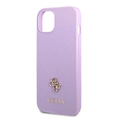 6. Etui Guess Saffiano 4G Small Metal Logo na iPhone 13 mini - purpurowe