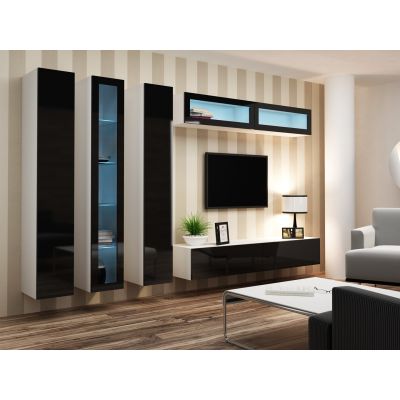 9. Szafka RTV VIGO '180' 30/180/40 biały/czarny połysk