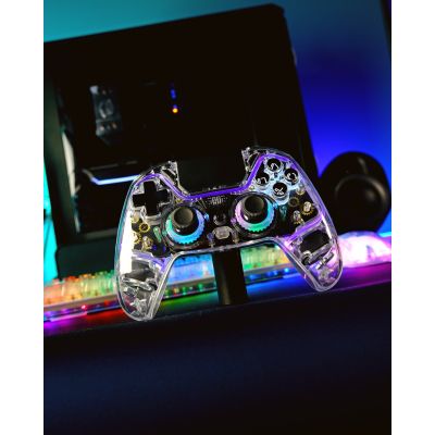 2. Deltaco Gaming GAM-169-T kontroler gier Przezroczysty Bluetooth/USB Gamepad Android, Nintendo Switch, PC, PlayStation 4, iOS