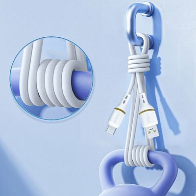 3. Kabel Dudao L25T USB-A - USB-C silikonowy 5A 1m - biały