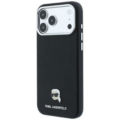 2. Etui Karl Lagerfeld Grained Karl Head Metal MagSafe na iPhone 18 Pro / 17 Pro - czarne