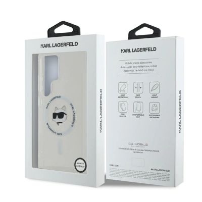 8. Etui Karl Lagerfeld Button Choupette Head Printed Logo MagSafe Samsung Galaxy S25 Ultra biały