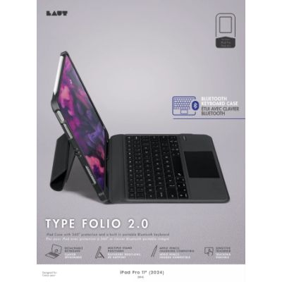 3. Etui Laut Type Folio 2 z klawiaturą Bluetooth na iPad Pro 11" M4 (2024) - czarne