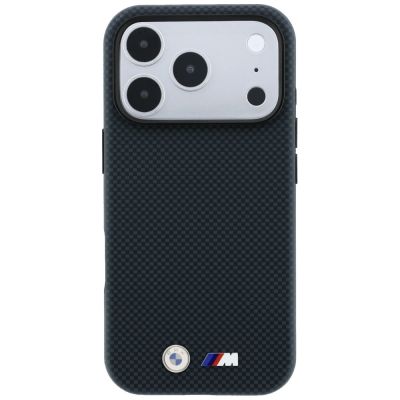 3. Etui BMW M Quadrille Kevlar Metal Logo MagSafe na iPhone 17 Pro / 18 Pro -  granatowe