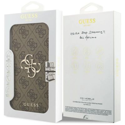 7. Etui Guess Book 4G Metal Logo na iPhone 18 Pro Max / 17 Pro Max - brązowe