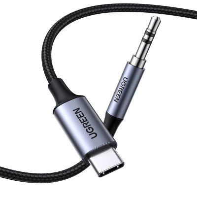 2. Ugreen kabel audio stereo AUX 3,5 mm mini jack - USB Typ C do telefonu tabletu 1m czarny (CM450 20192)