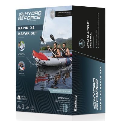 7. Bestway 65077 / 25 kajak sportowy 1 os. Wielobarwny Kopolimer akrylonitrylo-butadieno-styrenowy (ABS), Aluminium, Polipropylen (PP), Polichlorek winylu (PVC) Nadmuchiwany kajak