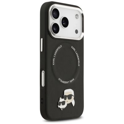 4. Etui Karl Lagerfeld Karl & Choupette Pins MagSafe do iPhone 17 Pro - czarne