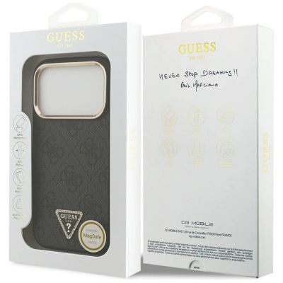 8. Etui Guess 4G Triangle Logo MagSafe na iPhone 17 Pro / 18 Pro - czarno-złote